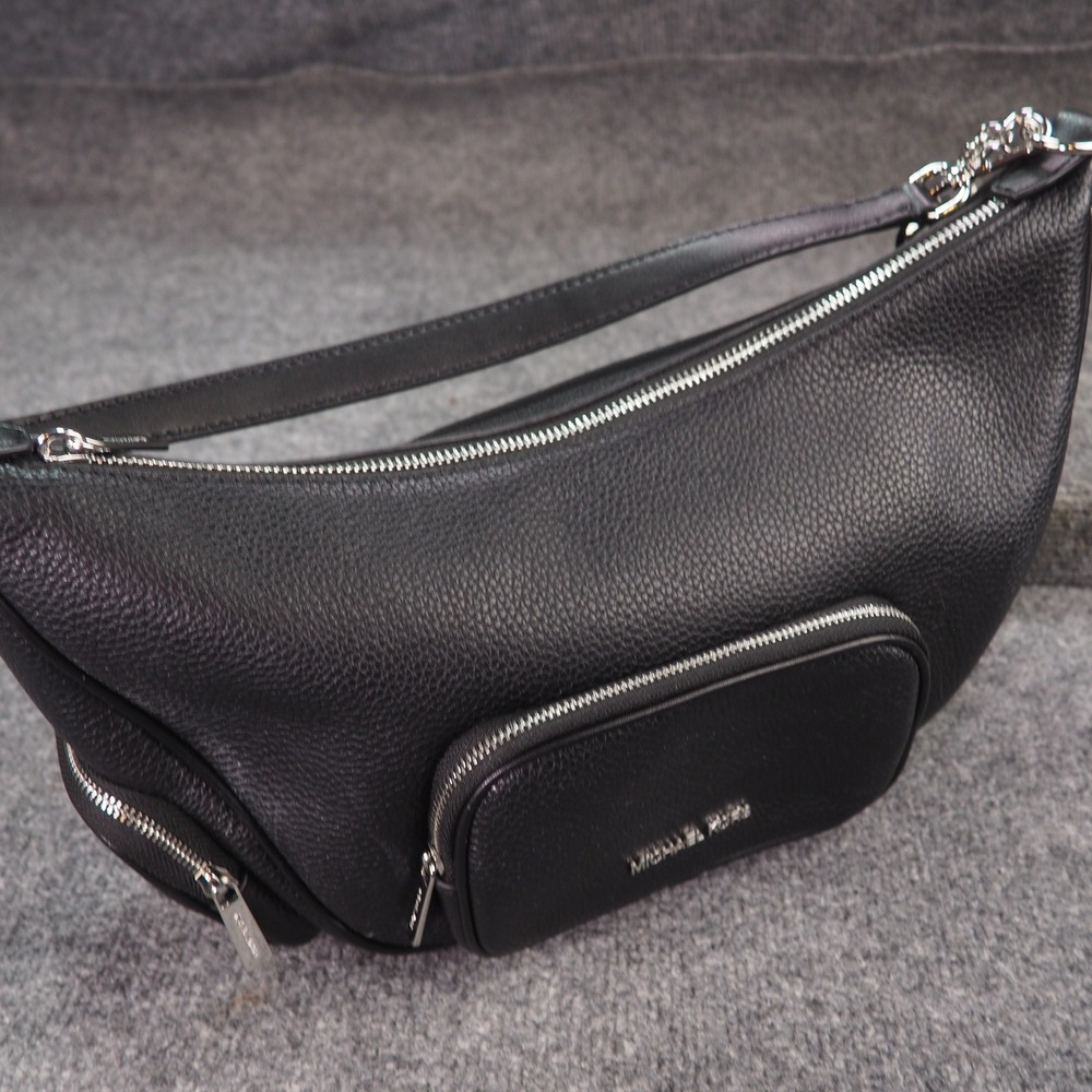 Michael Kors Wilma Sling Crossbody Black Pebble Leather 35R6S0WS8L Utility Edgy